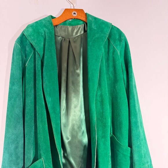 Women's Suede Kelly Green Tie Front Suede Jacket XL - Picture 10 of 10